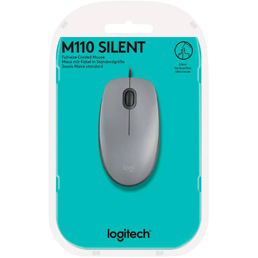 Mouse Alámbrico  Logitech M110 Silent Gris