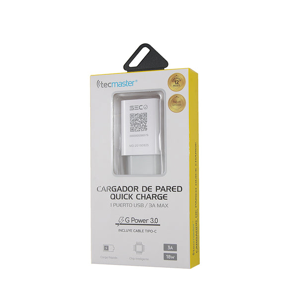Cable  TIPO-C a Usb de carga Tecmaster 3A