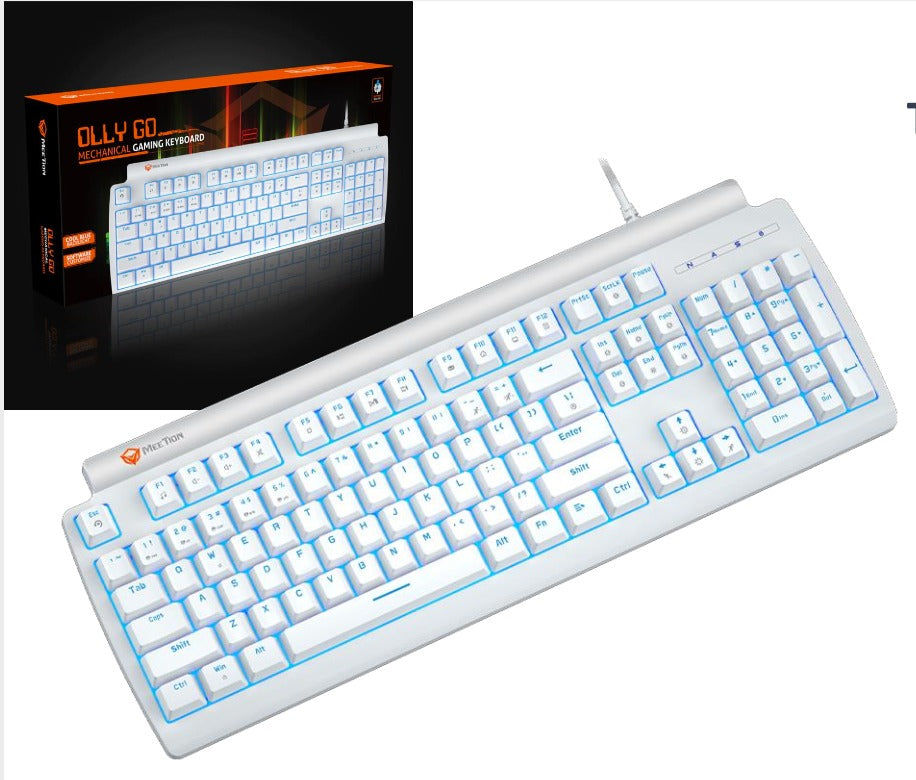 TECLADO GAMER MECANICO OLLY GO BLANCO MEETION MT-MK600