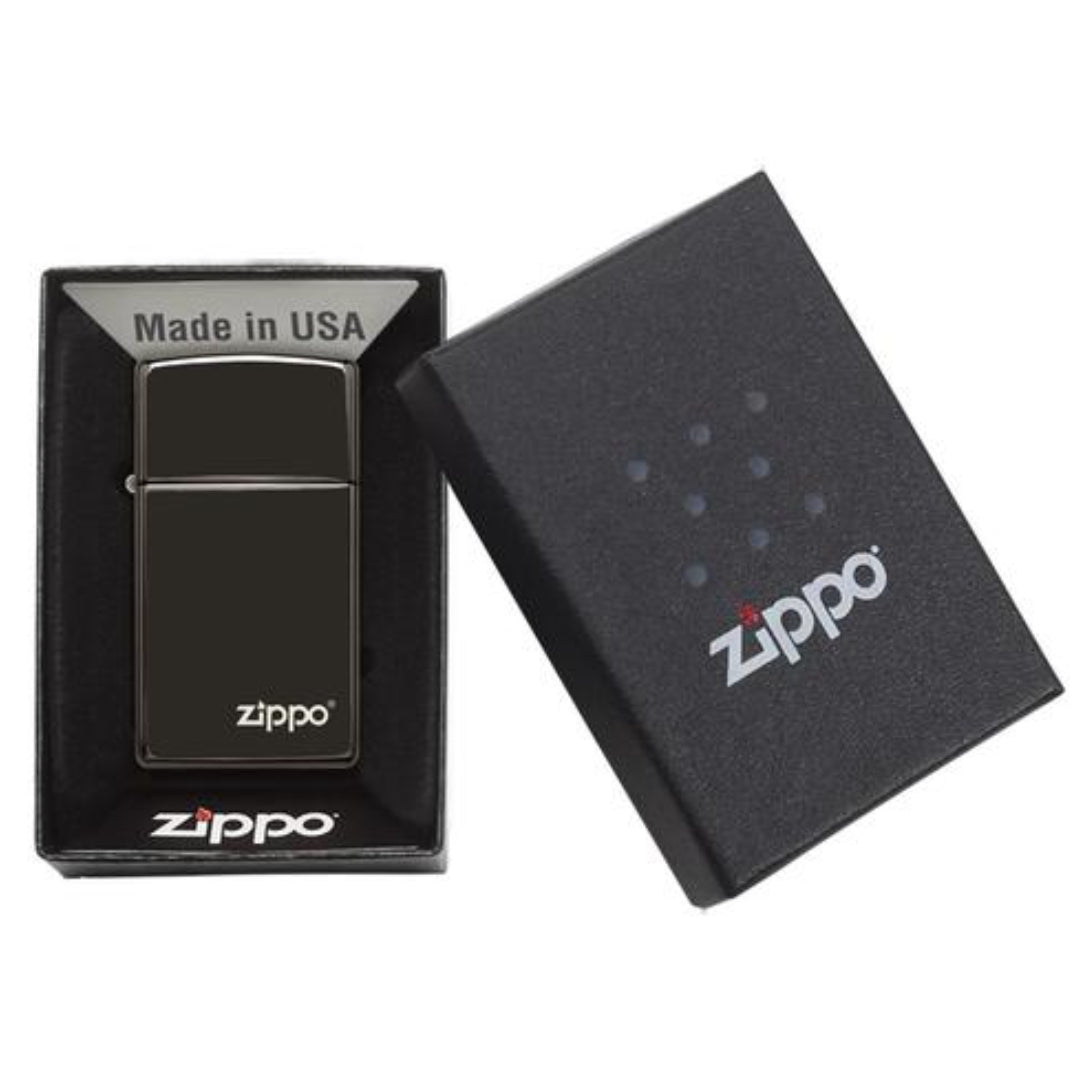 Zippo 28123ZL Slim Ebony w/Zippo Logo