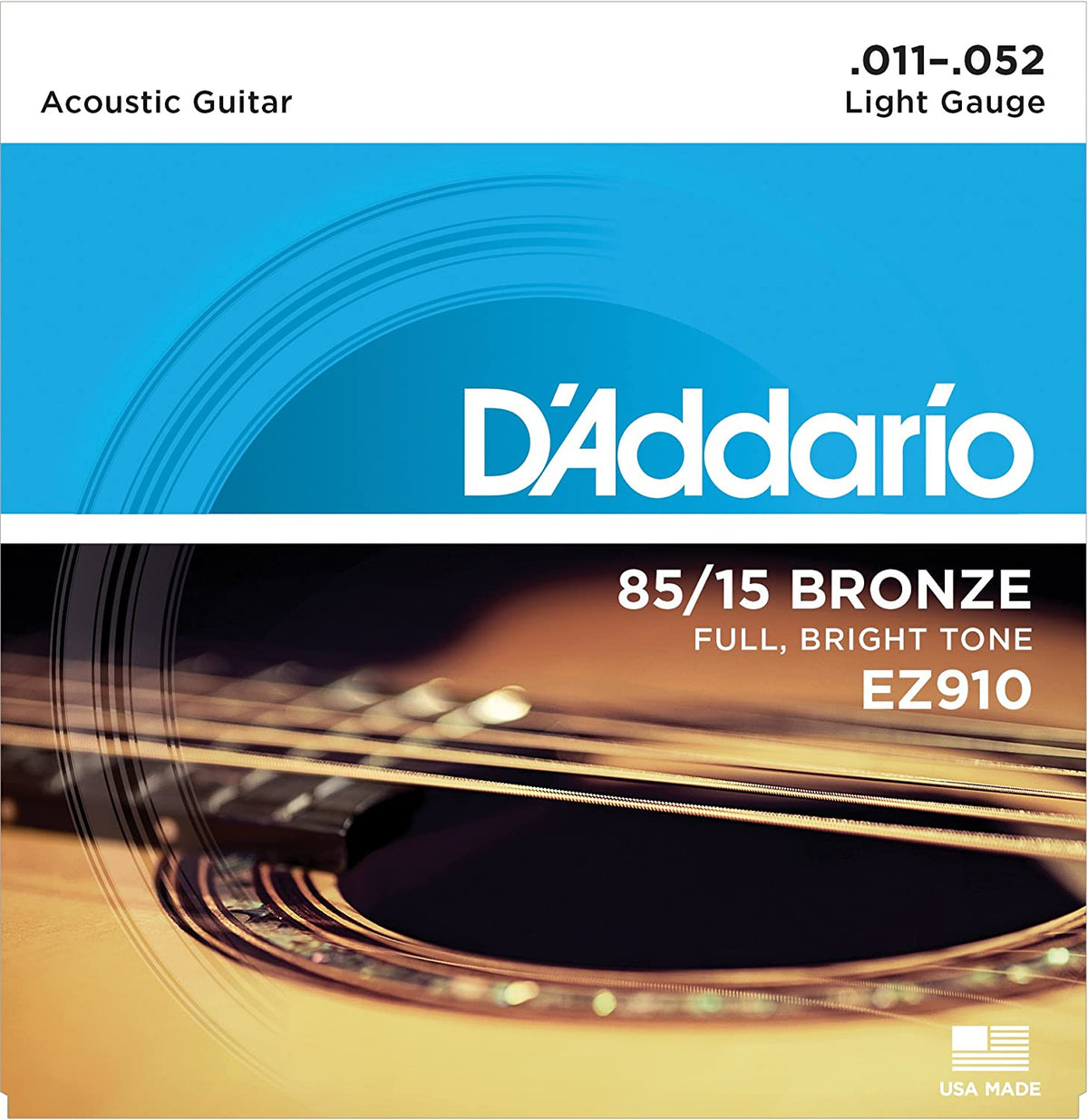D&#39;ADDARIO EZ910 Cuerdas de metal para Guitarra Acústica 85/15