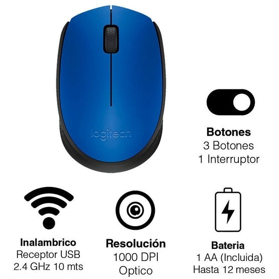 Mouse Inalámbrico Logitech M170 Azul
