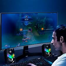 Parlantes HP DHE-6000 RGB LED 2x3W 160Hz-20KHz Jack 3,5mm USB para PC