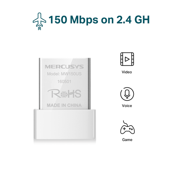 Adaptador Nano USB MERCUSYS 150MBPS ( MW150US )