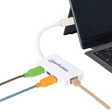 Puerto Hub Usb 3.0 Con Adaptador Ethernet Manhattan