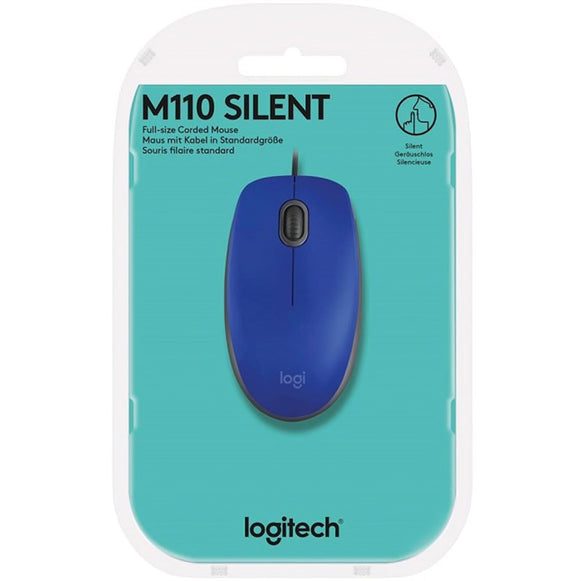 Mouse Alámbrico  Logitech M110 Silent Azul