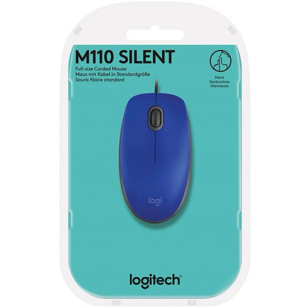 Mouse Alámbrico  Logitech M110 Silent Azul