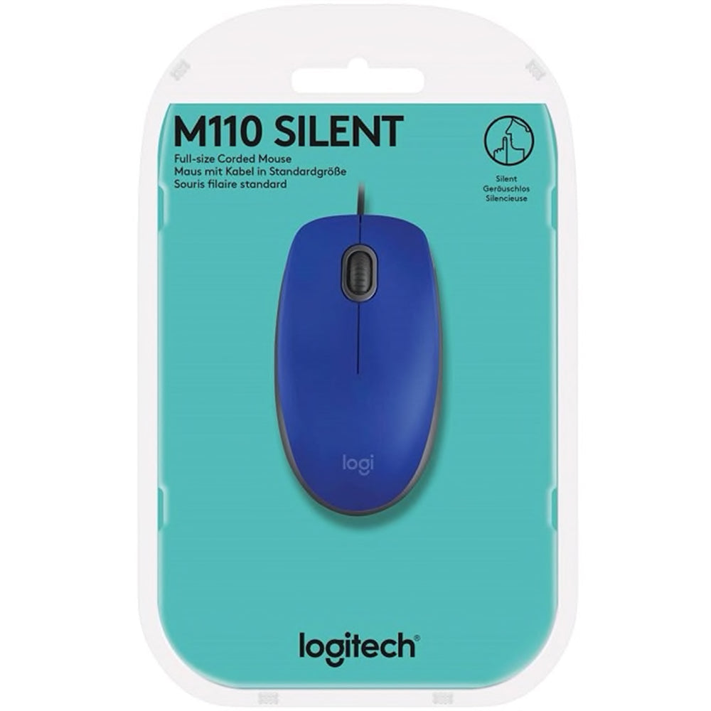 Mouse Alámbrico  Logitech M110 Silent Azul