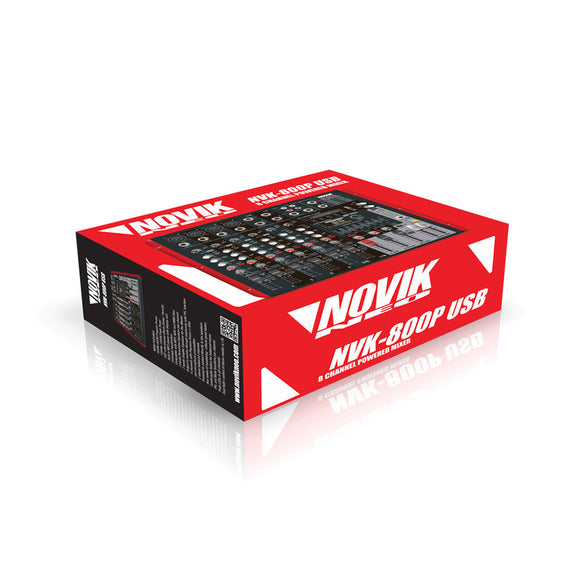 Mesa Mixer Amplificada 8 Canales NOVIK NVK-800P USB Bluetooth