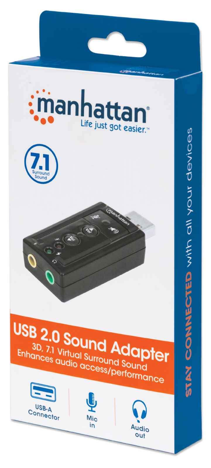 Tarjeta Adaptador de sonido 3-D 7.1 USB de alta velocidad manhattan (152341)