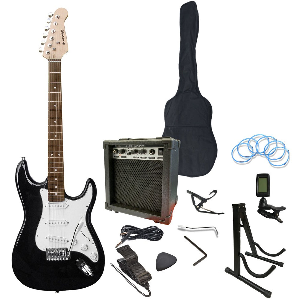 Pack De Guitarra Eléctrica Negro Scorpion PAC-10BK