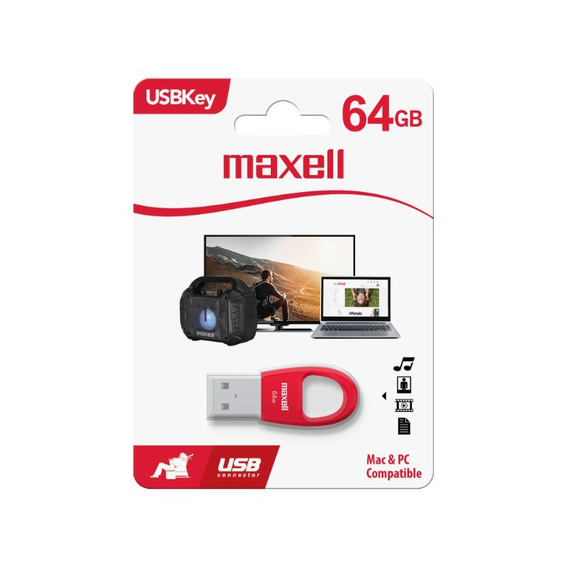Pendrive 64 GB USBKEY Maxell rojo